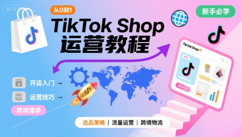 TikTok Shop从0到1运营教程，TikTok跨境电商新手必学课程-如意资源库