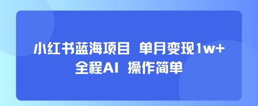 小红书蓝海项目 单月变现1w+ 全程AI 操作简单-如意资源库