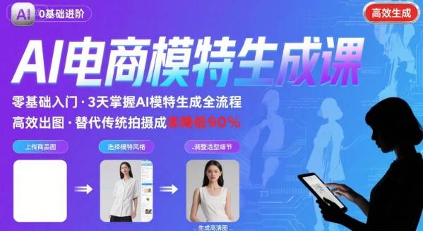 AI模特进阶课程，0基础高效生成逼真电商模特图-如意资源库