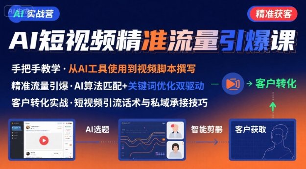 AI+短视频引爆精准客户实战营，手把手教你引爆Ai短视频精准流量-如意资源库
