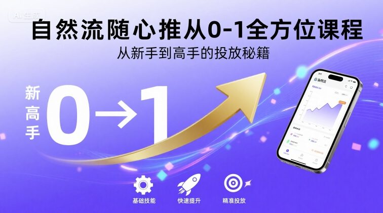 自然流随心推从0-1全方位课程，从新手到高手的投放秘籍-如意资源库
