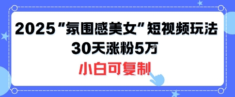 不露脸也能火！2025“氛围感美女”短视频玩法，30天涨粉5W小白可复制-如意资源库
