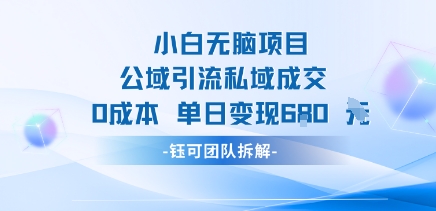 小白无脑项目公域引流私域成交0成本单日变现680米-如意资源库