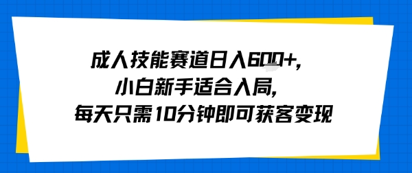 成人技能赛道日入多张，小白新手适合入局，每天只需10分钟即可获客变现-如意资源库