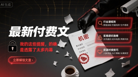 最新付费文：我的这些提醒，的确是透露了太多内幕-如意资源库