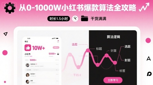 从0-1000W小红书爆款算法全攻略，时长1.5小时，干货满满-如意资源库