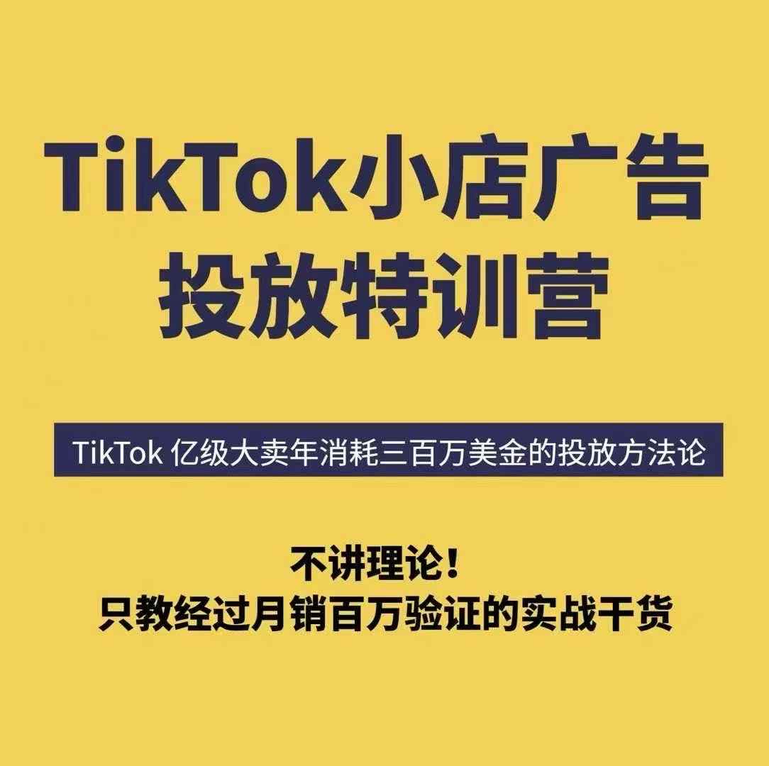 TikTok小店广告投放特训营，6天破局计划专治各种“投不动”，教你经过月销百万验证的实战干货-如意资源库