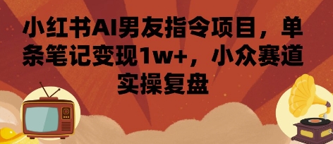 小红书AI男友指令项目，单条笔记变现1w+，小众赛道实操复盘-如意资源库