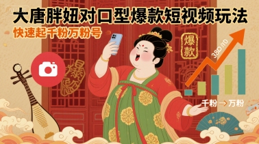 大唐胖妞对口型爆款短视频玩法，快速起千粉万粉号-如意资源库