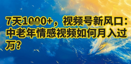 7天收益1k+，视频号新风口：中老年情感视频如何月入过W?-如意资源库