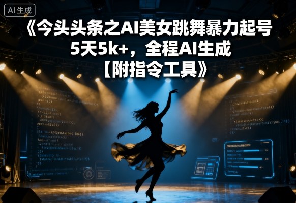 今日头条之AI美女跳舞暴力起号，5天1k+，全程AI生成【附指令工具】-如意资源库