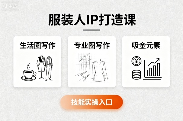 服装人IP打造课，文案创富+生活圈写作+专业圈写作+服装人专属+吸金元素+技能实操-如意资源库