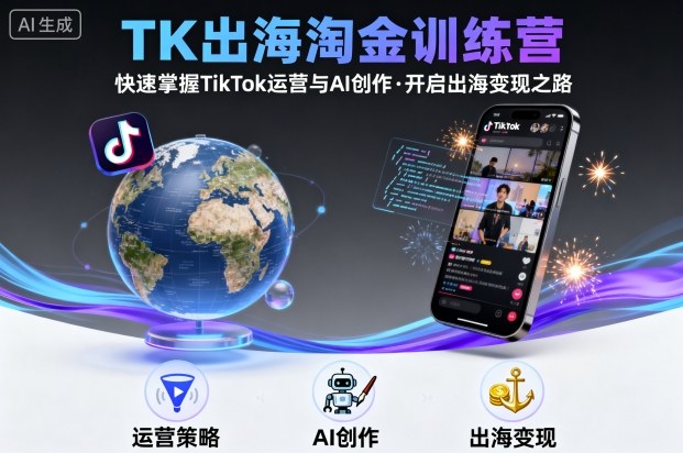 TK出海淘金训练营，助你快速掌握TikTok运营与AI创作，开启出海变现之路-如意资源库