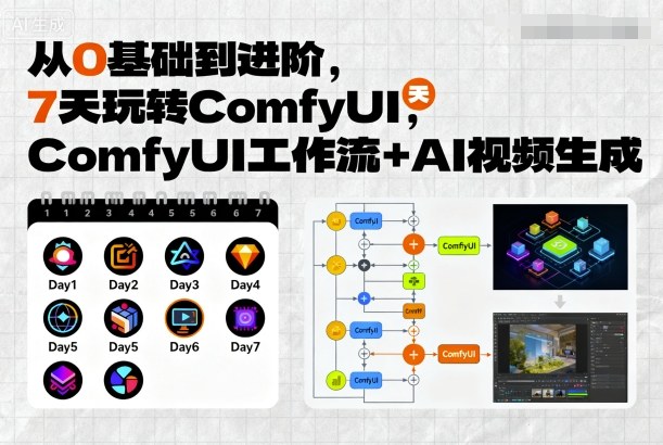 从0基础到进阶，7天玩转ComfyUI，Comfyui工作流+AI视频生成-如意资源库