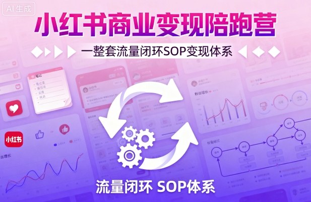 小红书商业变现陪跑营，轻IP矩阵 私域获客 聚光投流，一整套流量闭环SOP变现体系-如意资源库