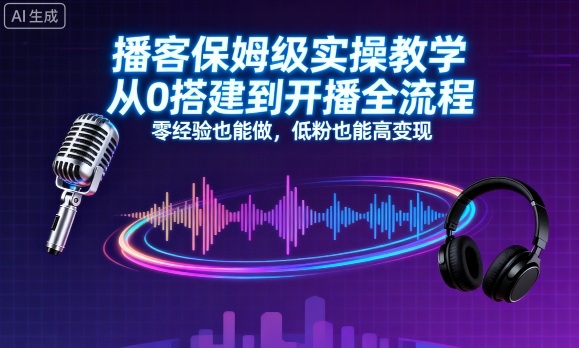 播客保姆级实操教学，从0搭建到开播全流程，零经验也能做，低粉也能高变现-如意资源库