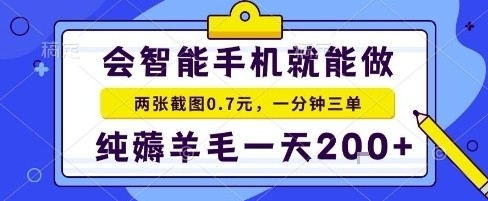 手机项目，二十秒一单，纯薅羊毛一天2张+做就有【揭秘】-如意资源库