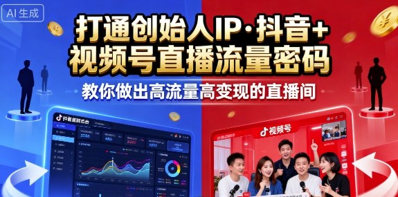 25年直播9-10两期线下课，打通创始人IP，抖音+视频号直播流量密码，教你做出高流量高变现的直播间-如意资源库