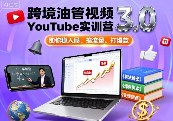 跨境油管视频YouTube实训营3.0，助你稳入局、搞流量、打爆款-如意资源库