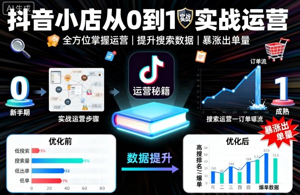 抖音小店从0到1实战运营，帮你全方位掌握小店运营，提升搜索数据与出单量-如意资源库