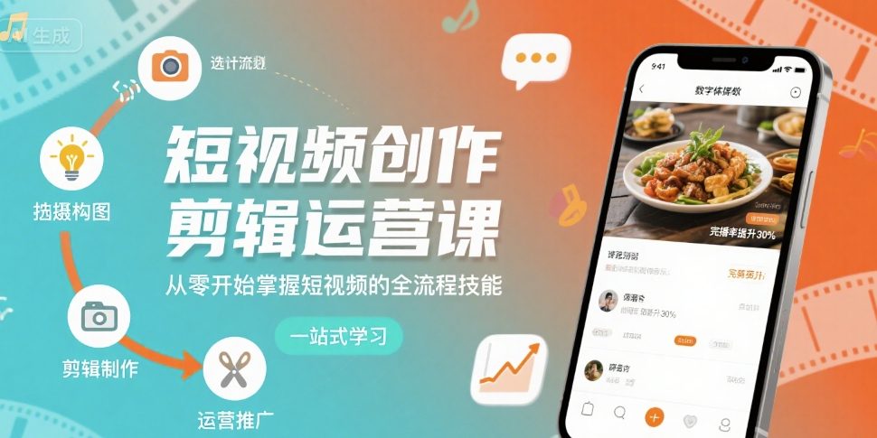 短视频创作剪辑运营课，从零开始掌握短视频的全流程技能-如意资源库