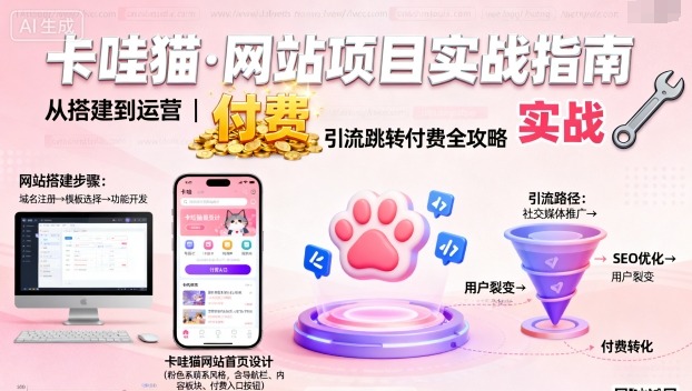 卡哇猫·网站项目，网站搭建与运营以及引流跳转付费-如意资源库