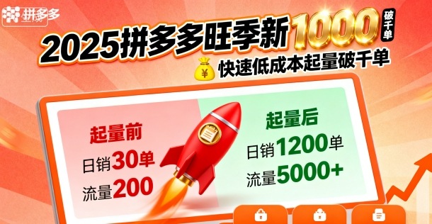 2025拼多多旺季新老店铺——快速低成本起量破千单-如意资源库