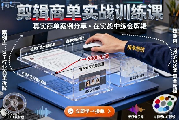 剪辑商单实战训练课，真实商单案例分享，在实战中练会剪辑-如意资源库