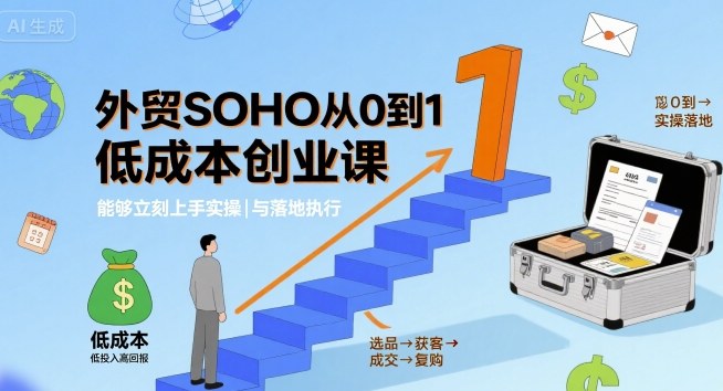 外贸SOHO从0到1低成本创业课，能够立刻上手实操与落地执行-如意资源库