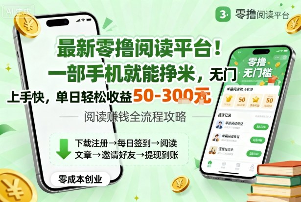 最新零撸阅读平台！一部手机就能挣米，无门槛上手快，单日轻松收益50-3张【揭秘】-如意资源库