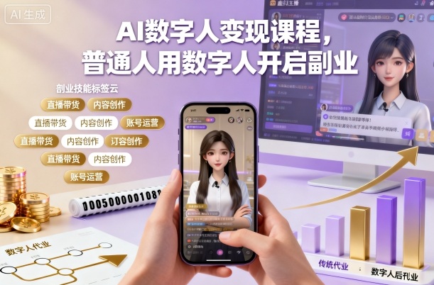 AI数字人变现课程，普通人用数字人开启副业-如意资源库