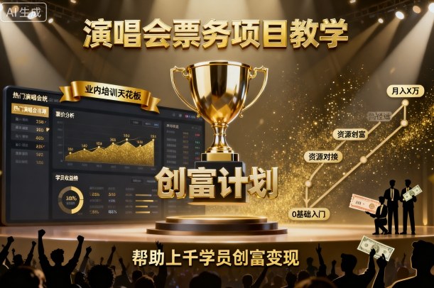 演唱会票务项目教学，业内培训天花板，帮助上千学员创富变现-如意资源库