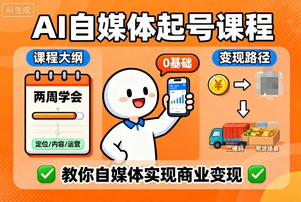 AI自媒体起号课程，0基础小白两周学会，教你自媒体实现商业变现-如意资源库