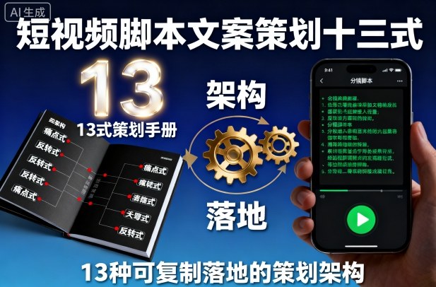 短视频脚本文案策划十三式，13种可复制落地的策划架构-如意资源库
