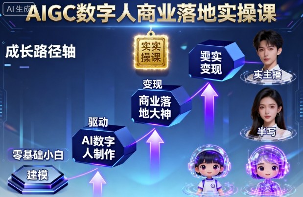 AIGC数字人商业落地实操课，从零基础小白到AI数字人大神-如意资源库