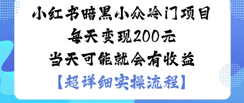 小红书暗黑小众冷门项目每天变现2张当天可能就会有收益-如意资源库