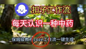 Coze扣子工作流一键生成每天认识一种中药短视频,保姆级搭建教学-如意资源库