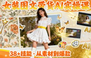 女装图文带货的AI实操课,覆盖38个实用技能,快速提升素材制作效率-如意资源库