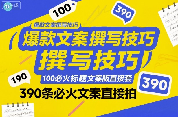 爆款文案撰写技巧，100个必火标题文案模版直接套，390条必火文案直接拍-如意资源库