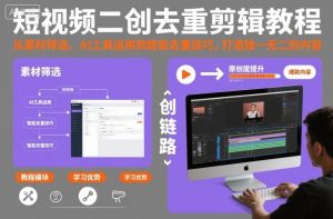 短视频二创去重剪辑教程，从素材筛选、AI工具运用到智能去重技巧，打造独一无二的内容-如意资源库