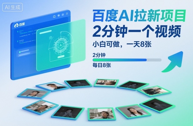 百度AI拉新项目，2分钟一个视频，小白可做，一天8张【附案例+保姆级教程】-如意资源库