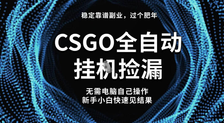 【稳定副业】全球最热门游戏CSGO全自动捡漏，最新玩法，新手小白日入5张+【揭秘】-如意资源库