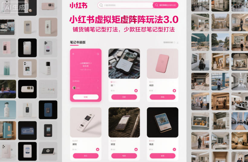 小红书虚拟矩阵玩法3.0，铺货铺笔记型打法，少款狂怼笔记型打法-如意资源库