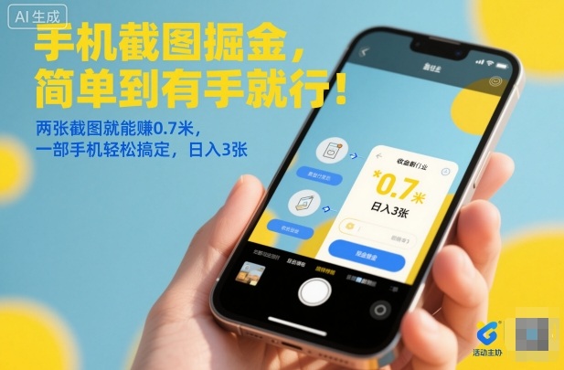 手机截图掘金，简单到有手就行！两张截图就能賺0.7米，一部手机轻松搞定，日入3张【揭秘】-如意资源库