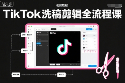 TikTok洗稿剪辑全流程课，PR洗稿剪辑全流程，TK洗稿运营课-如意资源库