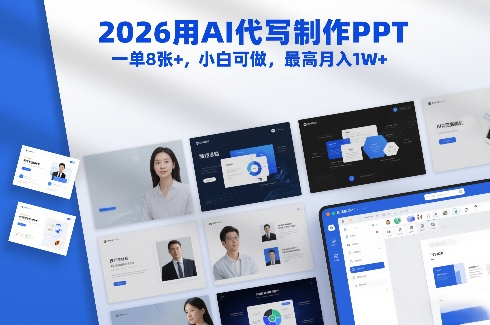2026用AI代写制作PPT，一单8张+，小白可做，最高月入1W+-如意资源库