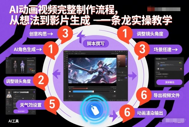 AI动画视频完整制作流程，从想法到影片生成一条龙实操教学-如意资源库