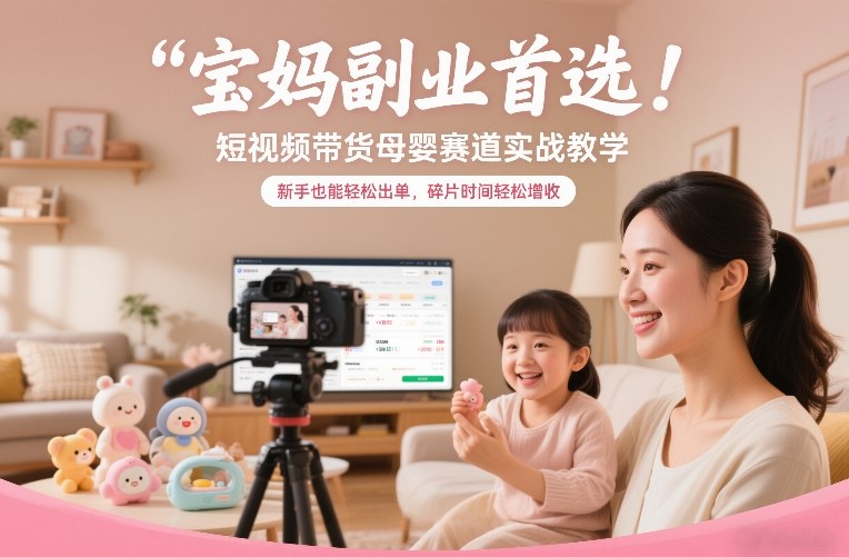 宝妈副业首选！短视频带货母婴赛道实战教学，新手也能轻松出单，碎片时间轻松增收-如意资源库
