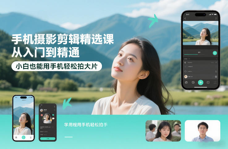 手机摄影剪辑精选课，从入门到精通，小白也能用手机轻松拍大片-如意资源库