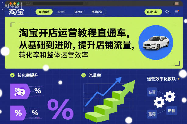 淘宝开店运营教程直通车，从基础到进阶，提升店铺流量，转化率和整体运营效率（更新26年1月）-如意资源库